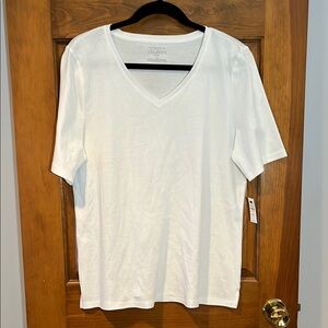 NWT Talbots White V-Neck T-Shirt
